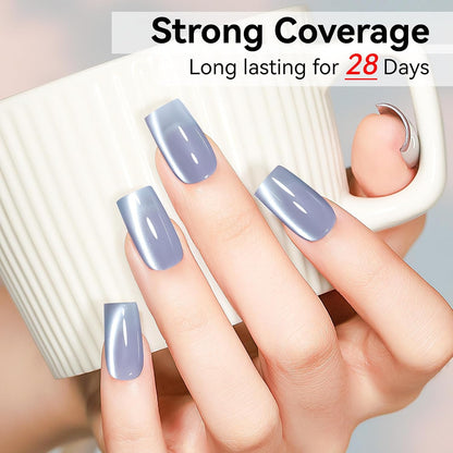 Cat Eye Gel Nail Polish Blue, Magnetic Cateye Gel Polish Sheer Blue Glitter Holographic With Magnet for Nail Salon DIY At Home
