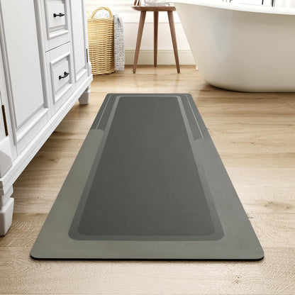 MontVoo-Bath Mat Rug Long Non Slip Super Absorbent Bathroom Runner Stain Resistant Quick Dry Thin Bathroom Mat Fit Under Door-17"x70",Darkgrey
