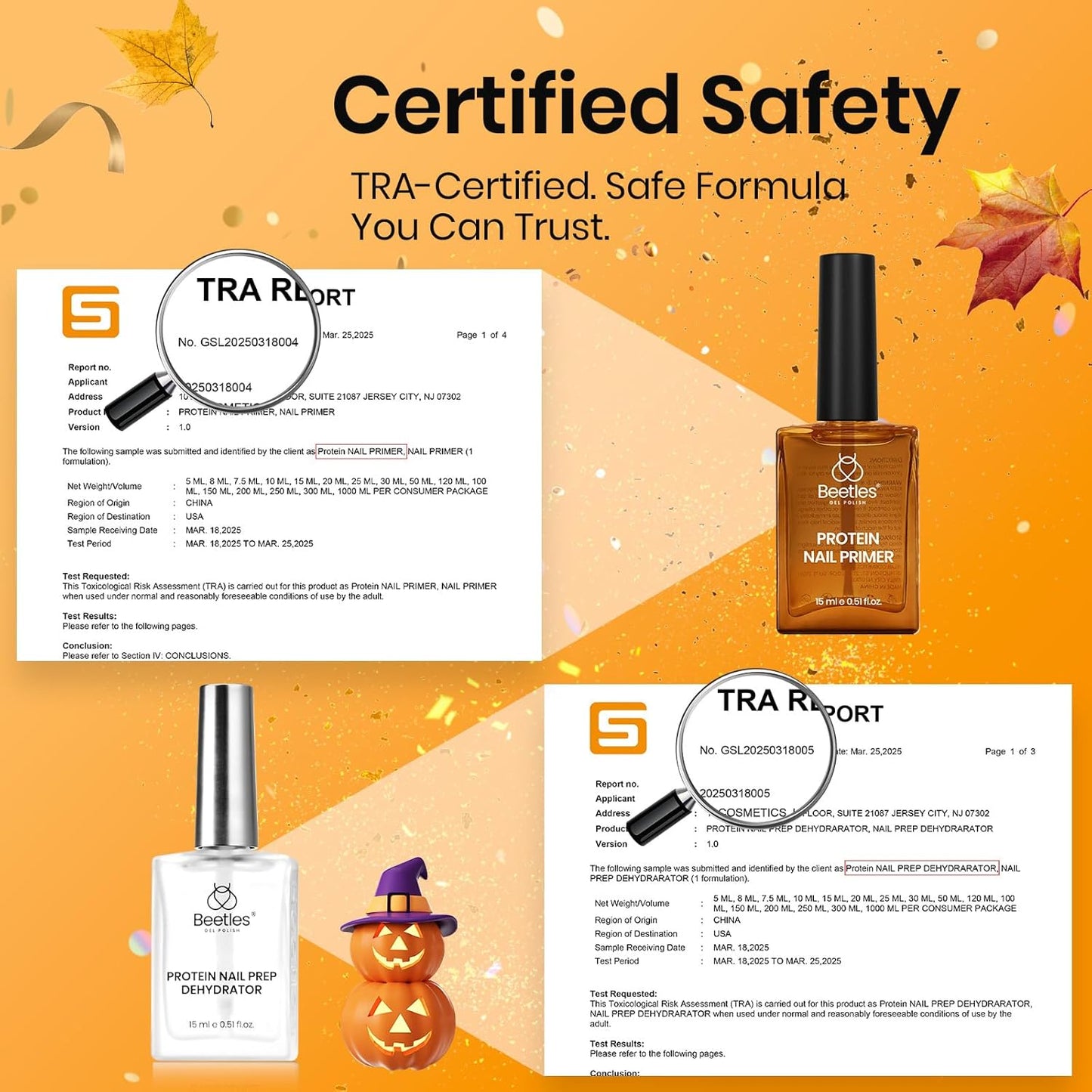 Beetles 15ml Protein Nail Prep Dehydrator and Primer Set - 2PCS Hema-Free & Acid Free Nail Bond Protein Prep Kit for Gel Nail Polish Acrylic Nail Supplies