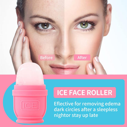 2 Packs Face and Body Ice Roller, Silicone Ice Cube for Puffiness, Pain Relief, Cold Therapy Ice Cup Molds Massage Tool