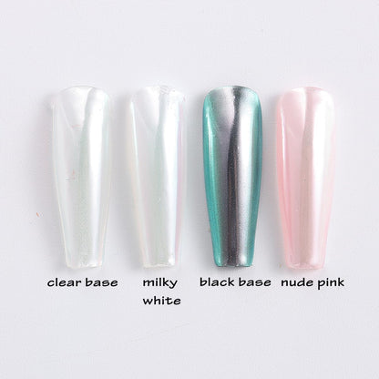 White Chrome Nail Powder, 1Box Pearl Chrome Powder, Opal Rubbing Dust, Glazed Donut Nails Powder, Pearlescent Shell Aurora Pigment, Iridescent Glitter Mirror Pigment Home Manicure Accessories