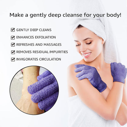 Evridwear Exfoliating Dual Texture Bath Gloves for Shower, Spa, Massage and Body Scrubs, Dead Skin Cell Remover, with Hanging Loop Heavy(5 Pairs Gift Set for Women)