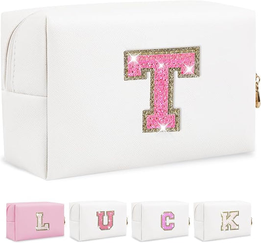 Personalized initial letter makeup bag,