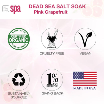 Be Care Love Spa: BCL SPA Energizing Pink Grapefruit Dead Sea Salt Soak with Organic Pink Grapefruit and Organic Argan Oil Made In USA 16 oz