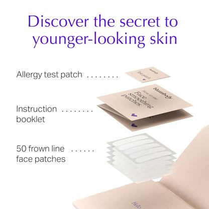 Blumbody Forehead Wrinkle Patches - Anti Wrinkle Facial Patches to Smooth Eyes & Forehead Wrinkles - Non-Silicone Face Tape for Fine Wrinkles between Eyes & Face - 50 Patches (Up to 60 day supply)