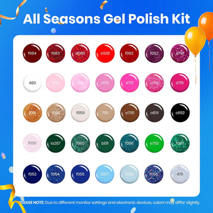 Beetles Christmas Gel Nail Polish Set, Glitz Galaxy Gel Polish Kits, 44Pcs Burgundy Red Gold Green Silver Blue Pink Sparkle Shade with Base Top Coat Winter Manicure Gift for Women