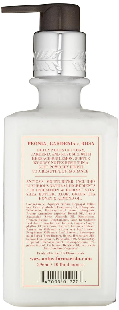 Antica Farmacista Body Moisturizer - Moisturizing Scented Lotion - Premium Body Moisturizer - Luxury Gift for Women & Men - Hand & Skin Hydration -Peonia, Gardenia & Rosa, 10 Fl Oz