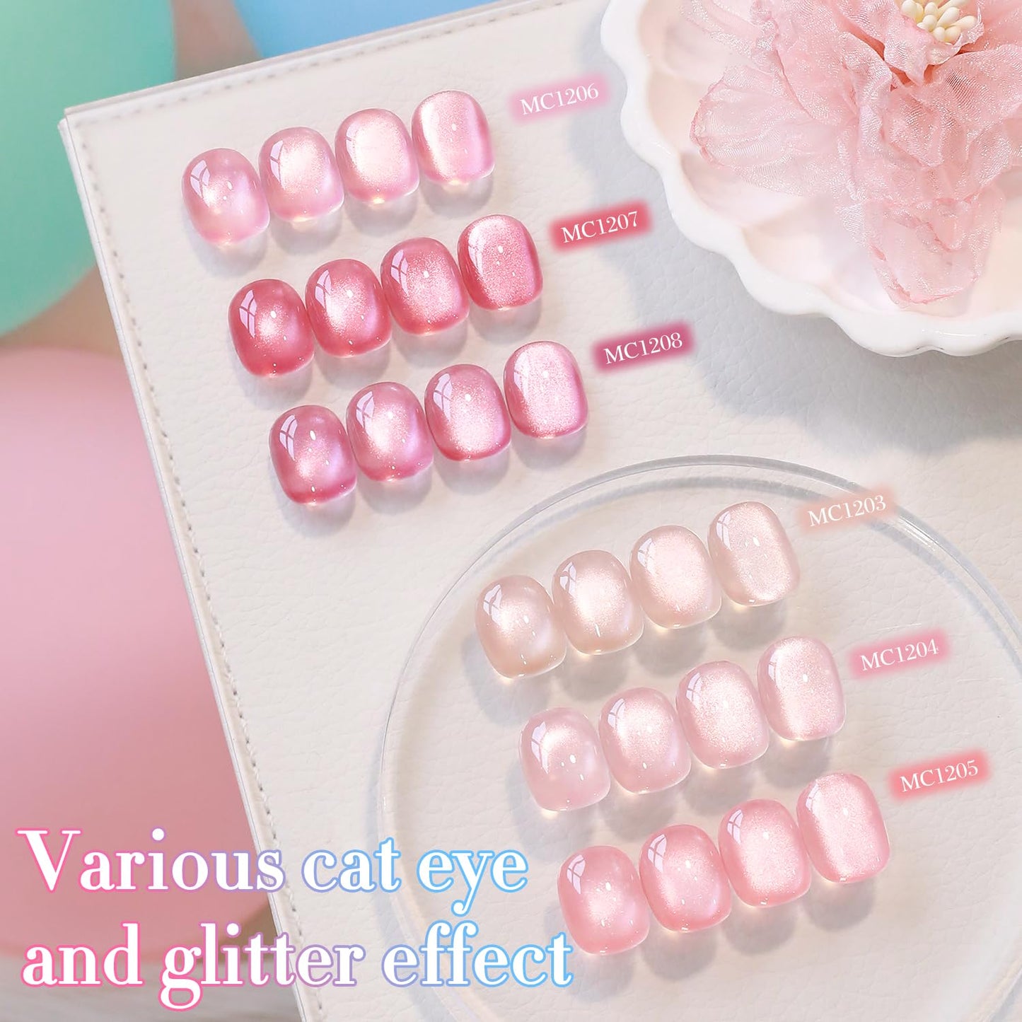 Double Rhythm 0.5 OZ Cat Eye Gel Polish with Magnet 15ML Holographic Glitter Shimmer Translucent Jelly Color Magnetic Nail Polish Salon DIY at Home (Fruit Nude Pink-MC1204)