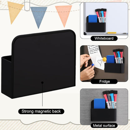 20 Pack Magnetic Dry Erase Marker Holder Bulk Whiteboard Magnetic Marker Holder Pen Pencil Organizer for Classroom Whiteboard Refrigerator Locker Storage (Black)