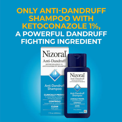 Nizoral Anti-Dandruff Shampoo with 1% Ketoconazole, Fresh Scent, 7 Fl Oz