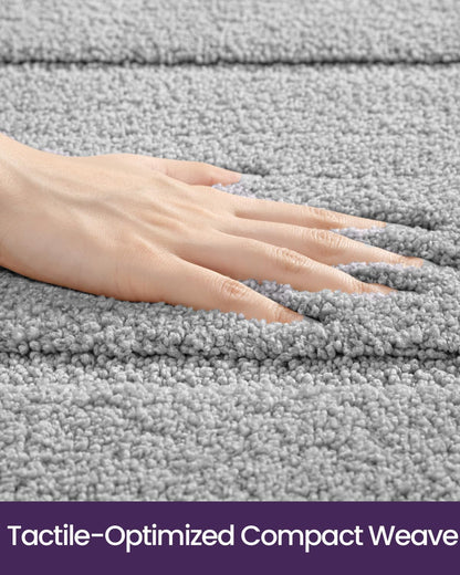 DEXI Bathroom Rugs 24x16, Washable Non Slip Bath Mat for Shower Floor, Absorbent Quick Dry Bathmat with Rubber Backing, Ultra Soft Plush Carpet for Tub, Light Grey