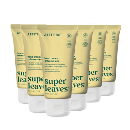 ATTITUDE Hand Cream, EWG Verified, Plant and Mineral-Based, Vegan Personal Care Products, Lemon Leaves, 2.5 Fl Oz (Pack of 6)