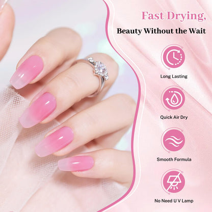 16.5ml Jelly Sheer Pink Nail Polish Large Volume Quick Dry Hot Pink Nail Polish, Long Lasting Shine, Fingernail Toenail Nail Art DIY Home Travel Nail Art Gift