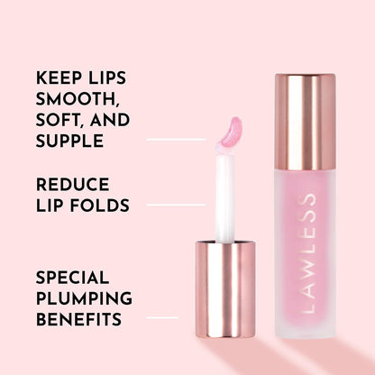 Lawless Forget the Filler Lip Plumping Line Smoothing Gloss - Strawberry Shortcake - Premium Volumizing Lip Gloss with Natural Ingredients Designed to Plump, Firm, and Hydrate Lips 0.11 oz