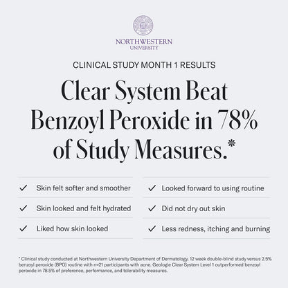 Geologie Clear System | 3-Step Acne Treatment & Skincare Set | Clears Skin Fast | Acne Gel Cleanser, SPF15 Day Cream & Retinol Face Cream For Men & Women | Month 1 / Level 1