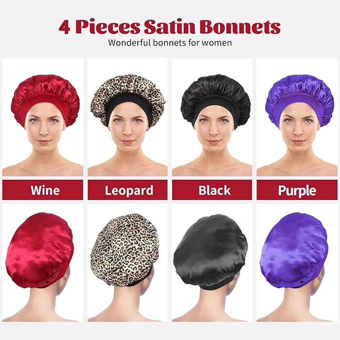 4pcs silk bonnet for sleeping,