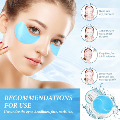 Under Eye Patches for Dark Circles, Eye Masks for Puffy Eyes Wrinkles Under Eye Bags Firmness 30 Pairs Skin Treatment Pads with Hyaluronic Acid and Collagen Women Men (Blue)