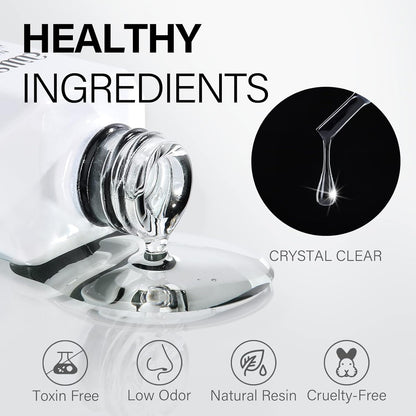 AILLSA Gel Nail Glue for Acrylic Nails, 4 in 1 Super Strong Nails Gel Glue for Fake Nail Tips,15ML High Capacity Long Lasting Brush On Nail Glues for Rhinestone Pearl Foil, (U V Lamp Curing Needed)