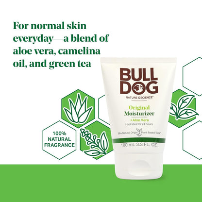 BULLDOG Mens Skincare and Grooming Face Moisturizer Original, 3.3 Fluid Ounce