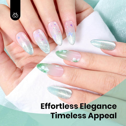 Beetles Green Cat Eye Gel Polish, 15ML Mint Green Cat Eye Glitter Gel Polish with Magnet Soak Off UV Shimmer Velvet Gel Mint Stardust Series French Nail Art Design Manicure Gifts for Women