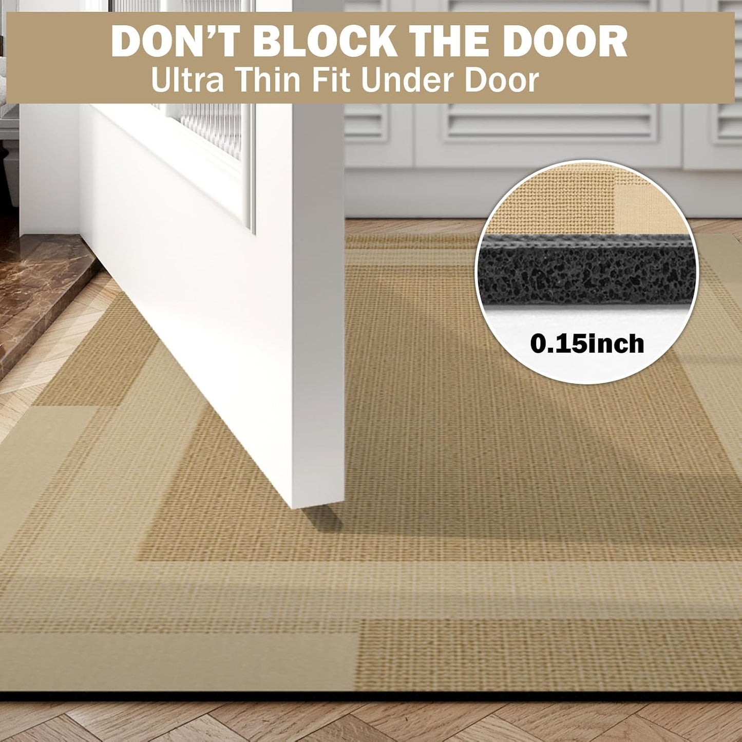 Non Slip Bath Mat, Rubber Backing Ultra Thin Bathroom Rugs Fit Under Door Quick Dry Super Absorbent Washable Bath Rug Shower Mat for Bathroom Floor Bathtub Shower Sink, Easy Care Brown 24"x 35"