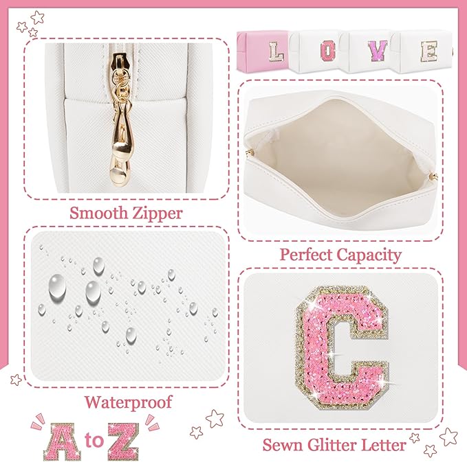 Personalized initial letter makeup bag,