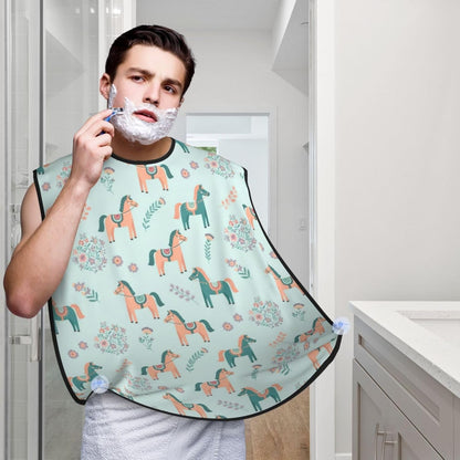 Beard Trimming Hair Catcher, Flowers Floral Horse Couple Art Shave Bib, Non-Stick Bib Apron Waterproof, Shaving Tool for Men for Husband Father’s Day