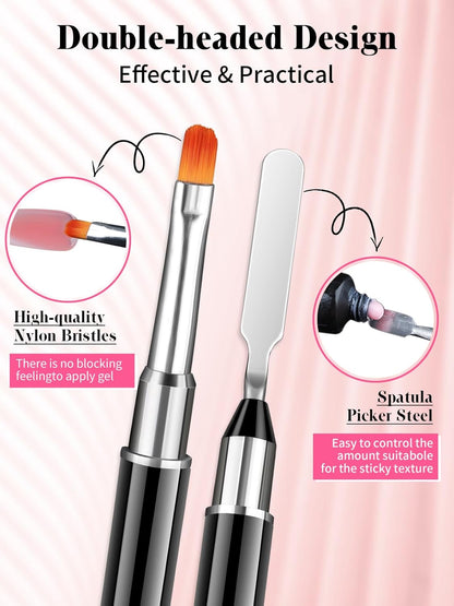 EBANKU Poly Gel Nail Forms Kit for Toes - 150PCS Reusable Dual Toenail Forms for Builder Gel, Toe Nail Kit with 2.5oz Slip Solution, Brush, File, 5PCS Clips - 15 Sizes