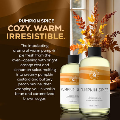 Aroma Country Pumpkin Spice Diffuser Oil - Luxury Essential Oils for Diffuser Refill & Air Freshener Room Spray, Long-Lasting, Natural Home Fragrance for Diffusers & Machines (4 Fl Oz)