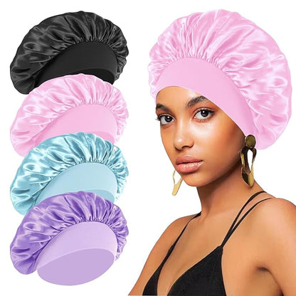 4pcs satin hair bonnet for