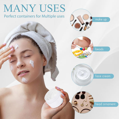 Patelai 4 Pieces Round Wide-mouth Leak Proof Plastic Container Jars with Lids for Travel Storage Makeup Beauty Products Face Creams Oils Salves Ointments DIY Making(1 Ounce,Pure White)