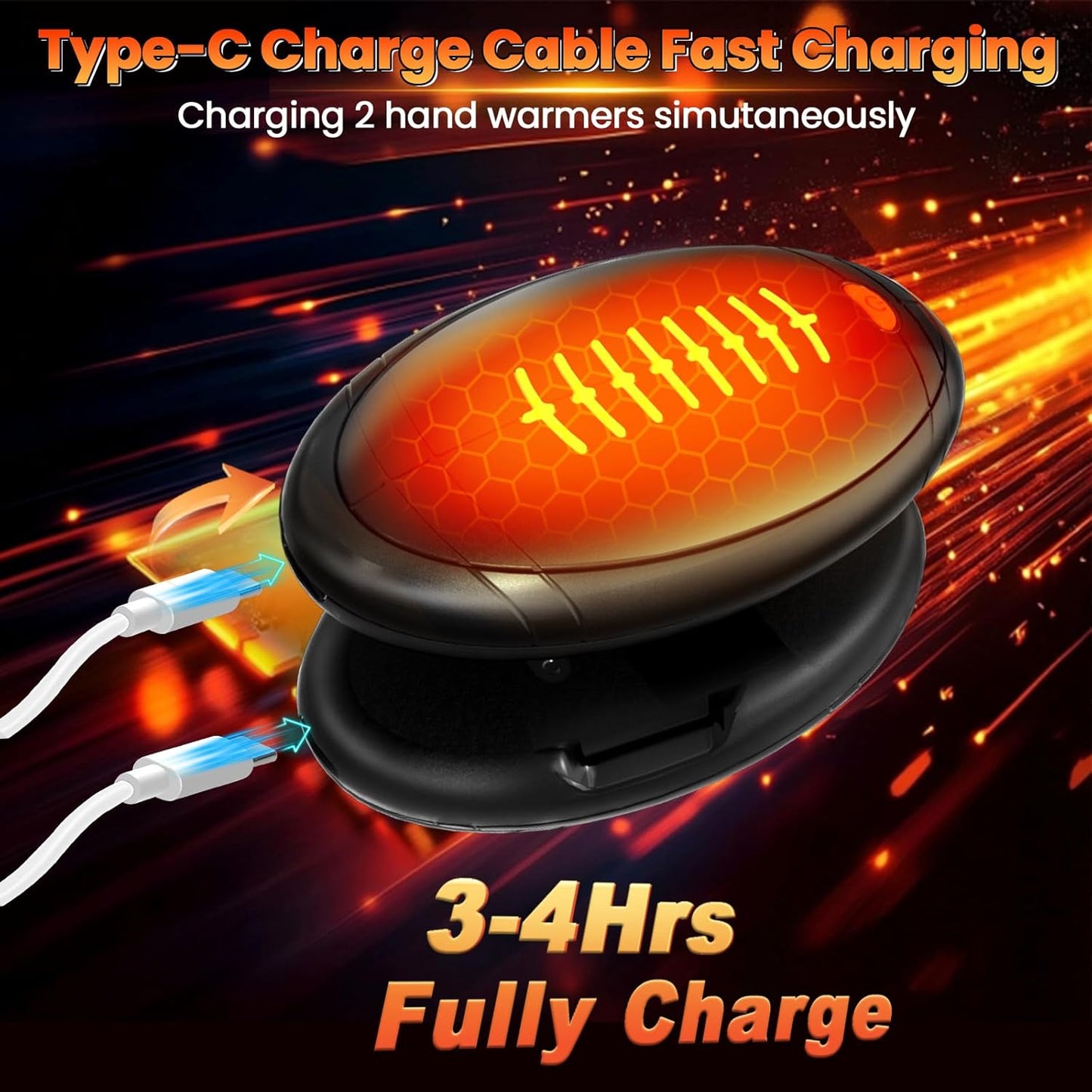 Hand Warmers Rechargeable, 2 Pack Temperature Electric Heater Football Shape Hand Warmer, Quick Charge Portable Hand Warmer Gift for Christmas Outdoors, Hunting, Golf, Camping