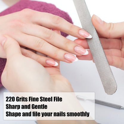 Diamond Nail File with Crystal Nail Shiner Set, Stainless Steel Nail File with Nano Glass Buffer, Metal Sapphire File with Nail Polisher, Professional Manicure Pedicure Kit for Salon Home and Travel