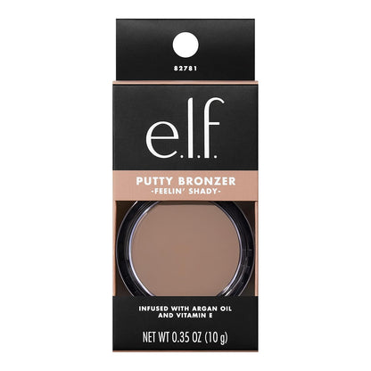 e.l.f. Putty Bronzer, Creamy & Highly Pigmented Formula, Creates a Long-Lasting Bronzed Glow, Infused with Argan Oil & Vitamin E, Feelin’ Shady, 0.35 Oz (10g)