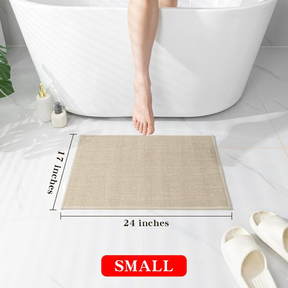 chakme Bathroom Rugs Mat 24x17, Ultra Thin Non Slip Bath Mat Small Quick Dry Absorbent Bath Mat for Bathroom Floor, (Light Beige, 24"x17")