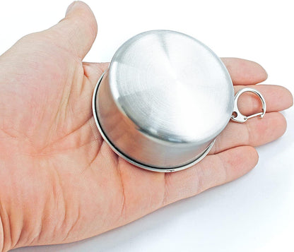 Litoexpe 5oz Collapsible Travel Cup With Keychain, Stainless Steel Folding Camping Cup Portable Drinking Mug For Hiking, Picnic and other Outdoor Activities, 150ml