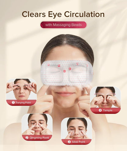 3D Self Heated Eye Mask for Dry Eyes with 100+ Soft Beads,Steam Eye Mask for Sleeping,Relaxation, Disposable, Spa, Travel Gifts for Women, Men 14 Packs