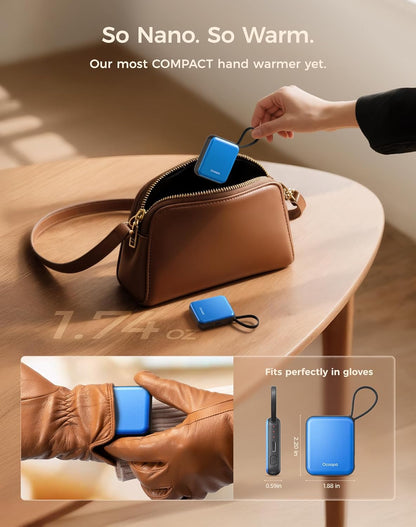 OCOOPA Hand Warmers Rechargeable, Smart Temp Control 7H*2 Long Safe Heat, Ultra Slim, Pocket-Size Design That Fits Gloves, Gifts for Women, Outdoor, Office, Commute (UT5 Nano)