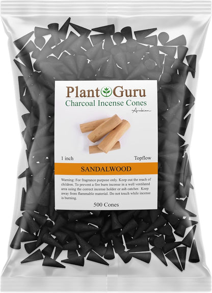 Sandalwood Charcoal Incense Cones 1" TOPFLOW - 500 Pack Bulk Wholesale - Natural Scented Cones Handmade Hand Dipped