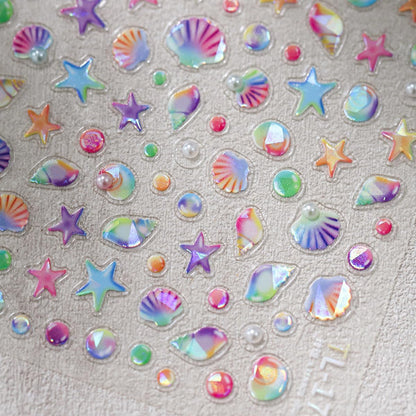 Beach Nail Stickers for Nail Art Summer Seashell Starfish Nail Decals Shell Light Ocean Stickers for Nails Designs Self Adhesive Nail Art Supplies & Decorations for Women Girls 1 Sheet