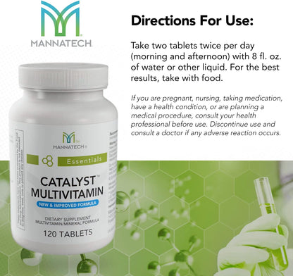 Mannatech Catalyst Multivitamin 120 Tablets, Maximize Your Multivitamin. Provides Antioxidants Vitamin A, Vitamin C, and Vitamin E, Now with Ashwagandha to Support You Physically and Emotionally