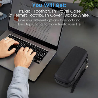 Toothbrush Travel Case Compatible with Oral-B/Oral-B Pro 1000/Philips Sonicare 4100 Electric Toothbrush, with Mesh Pocket for Accessories & 2pcs Toothbrush Head Covers for Protection