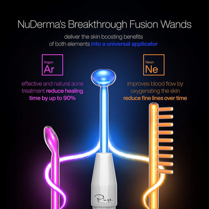 4-Piece Fusion Wand Acessory Set for Nuderma Wands - NuDerma NOT Included - Neon & Argon Fusion Glass applicators for Nuderma – High Frequency Upgraded Fusion Wand Set Compatible with Nuderma Systems