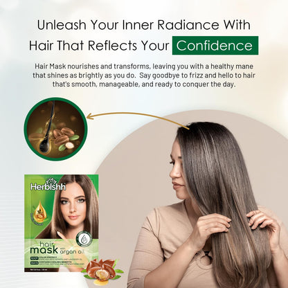 Herbishh Argan Hair Mask-Deep Conditioning & Hydration For Healthier Looking Hair-25gm for very Dry, Weak, Stressed Out Hair, No Sulphates, No Parabens