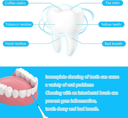 250 Pieces Dental Floss Picks, Silicone Interdental Brushes with Case Dental Brushes Dental Picks Blue Tooth Floss Picks for Teeth Cleaning(Blue)
