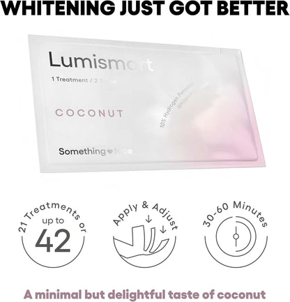 Something Nice Lumismart Whitening Strips - Dentist-Designed, Enamel Safe, up to 42 Treatments with Smart Adjust - Teeth Whitening Strips in Coconut for Sensitive Teeth