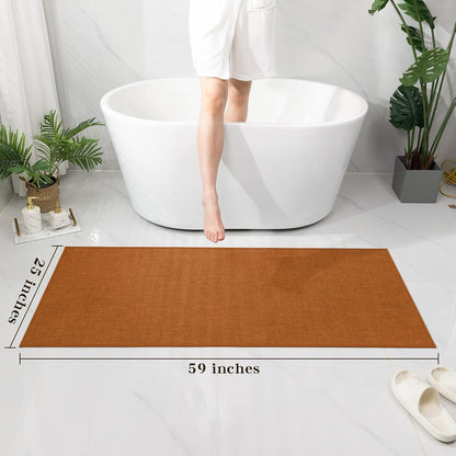 chakme Bathroom Rugs Mat 59x24, Ultra Thin Non Slip Bath Mat Large Quick Dry Absorbent Bath Mat for Bathroom Floor, (Orange, 59"x24")