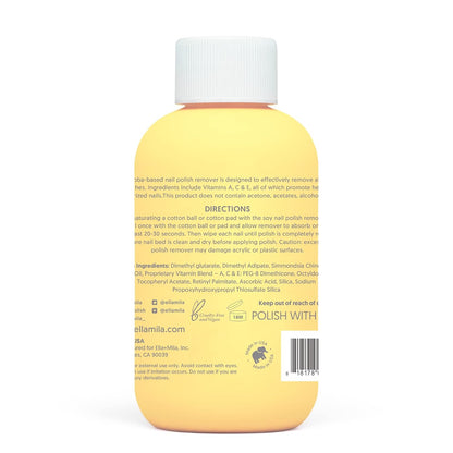 ella+mila Jojoba Nail Polish Remover Non-Acetone Nail Polish Remover - Non-Toxic Fingernail Polish Remover - Enriched With Jojoba oil & Vitamins (4 fl oz) Yellow