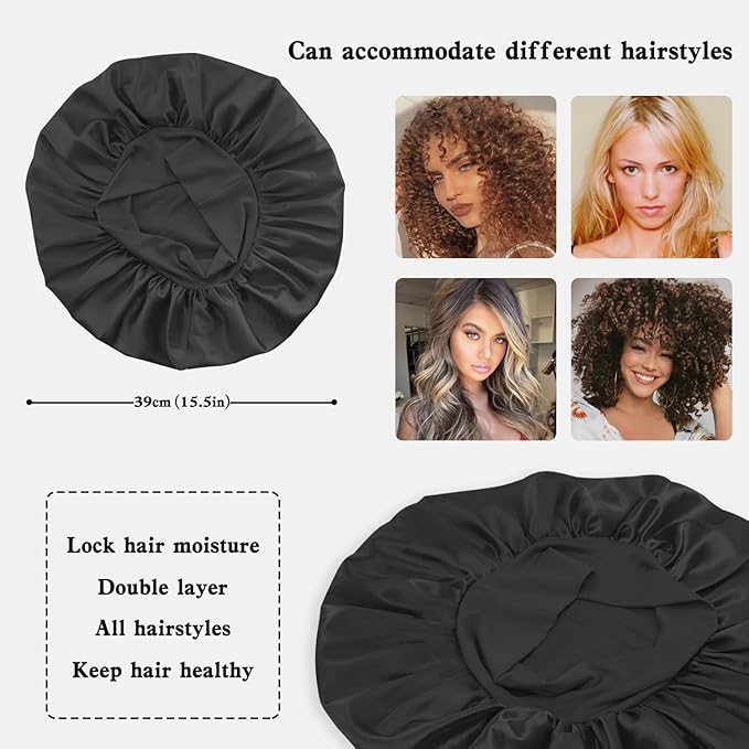 3pcs satin bonnet silky bonnet