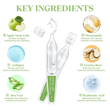 Anti Aging Apple Stem Cell Serum Ampoule for Face with Collagen,Hyaluronic Acid & Niacinamide,Rejuvenating Facial Serum for Fine Lines & Wrinkles,Plumping& Hydrating,30 Ampoules